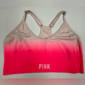 PINK Victoria's Secret Ombre Beige to Hot Pink Seamless Racerback Sports Bra